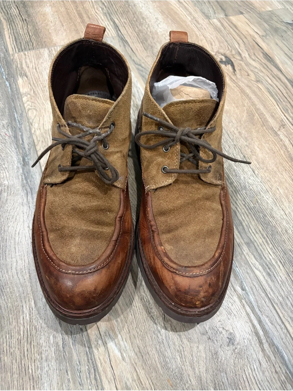 Johnston & Murphy Brown Suede and Leather Chukka Boots